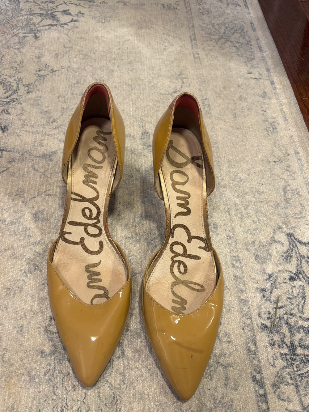Sam Edelman Mustard Patent Pointed-Toe D'Orsay Flats
